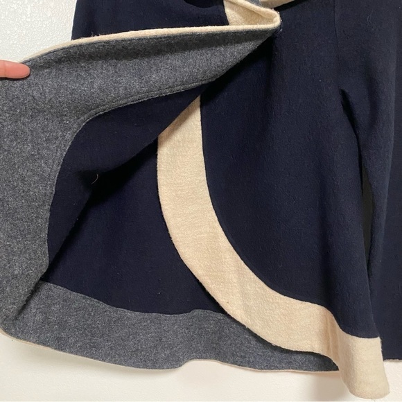 Rosie Neira Wool Cape Jacket Women’s Size XXS Black & Cream Hooded Wrap Coat - Picture 7 of 15